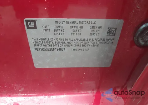 2014 Chevrolet Malibu 1Lt from USA, damaged, VIN 1G11C5SL9EF124037